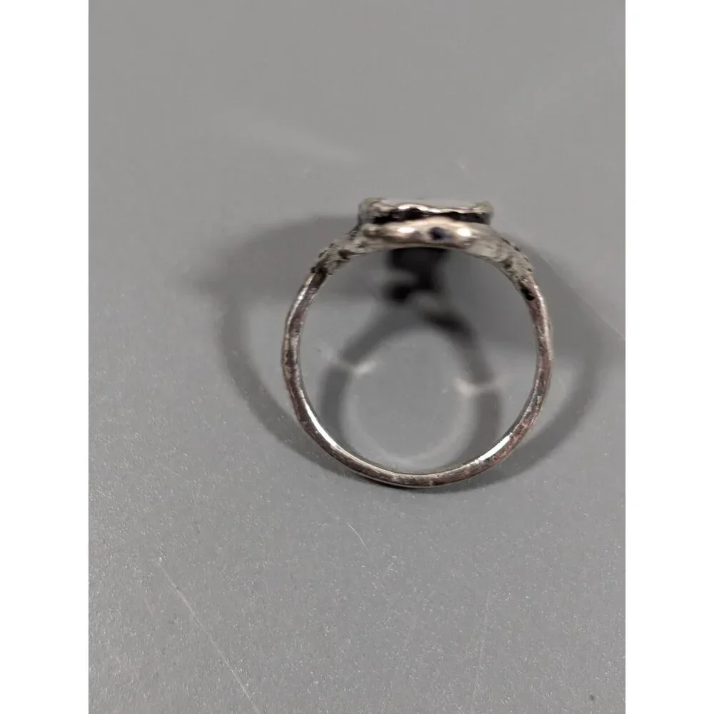 Boho Western‎ Gray Faux Stone silver Tone Oval Ring Size 7.75